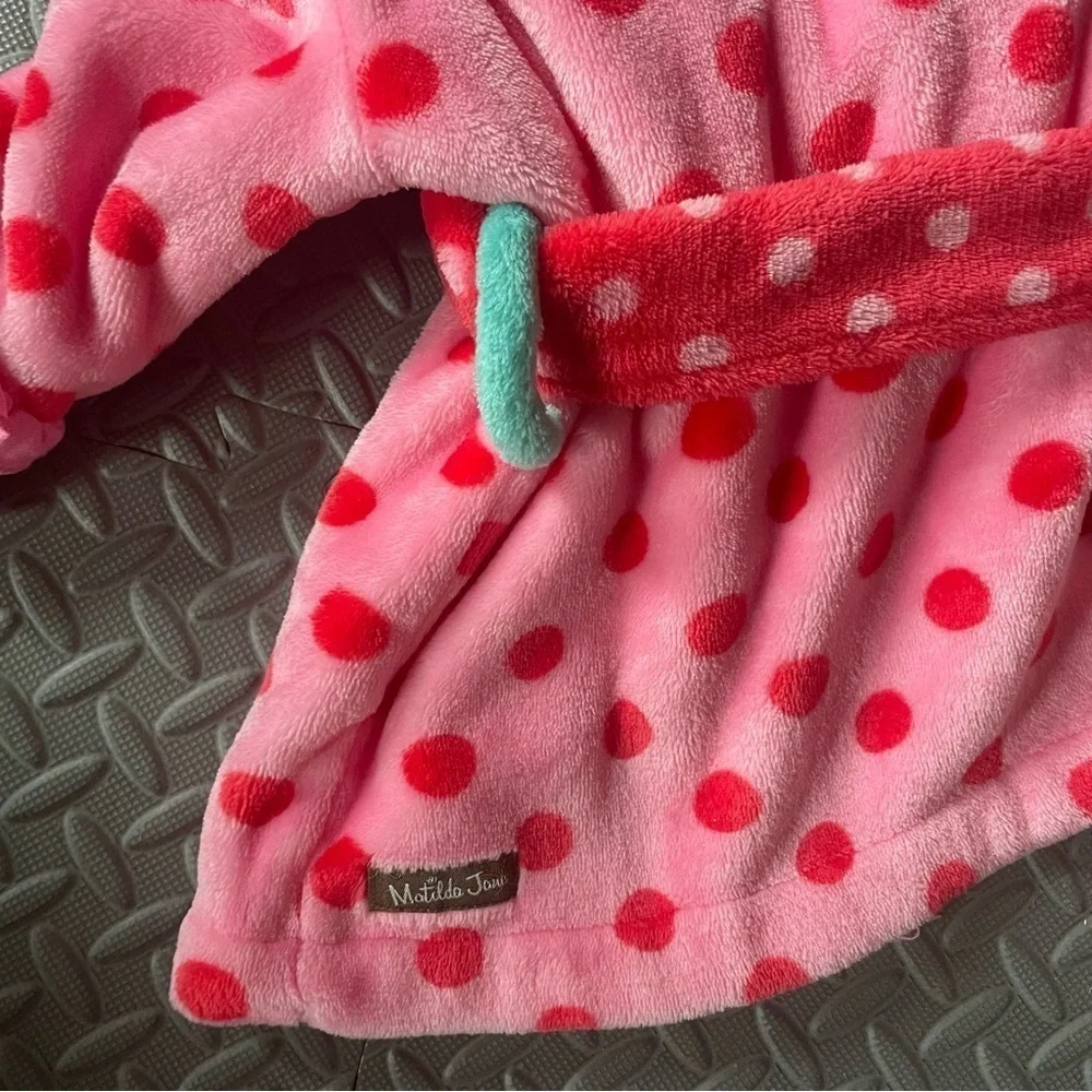 Matilda Jane Wonderment All Clean Fluffy Pink Polka Dot Bath Robe